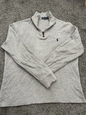 mens ralph lauren 1/4 zip jumper - medium. Grey