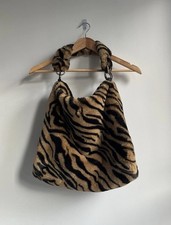 Topshop Tiger Print Brown and Black Furry Hobo Bag / Handbag. One Size. VGC