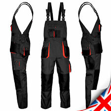Bib and Brace Overalls Heavy Duty Work Trousers Dungarees Knee Pad Pockets UK