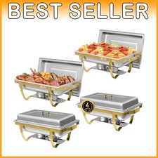 4-Pack 8QT Stainless Steel Chafing Dish Buffet Sets
