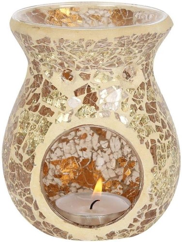 Small gold crackle oil burner - oil,