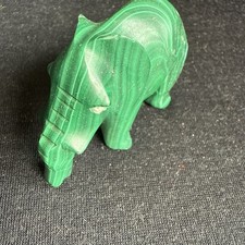 Hand Carved Malachite Figurine Elephant Small Ornament