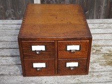 Vintage 1940's SHANNON Oak Four Drawer Filing/Index Card Holder (set2)