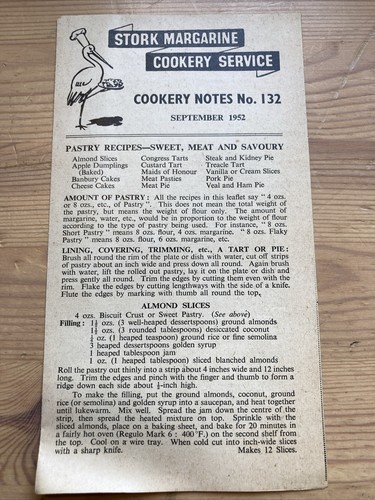1952 stork margarine cookery - stork,