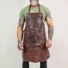 Apron Cooking Bbq Butcher Chef Kitchen Leather Baking Chefs Blacksmith Brown Men