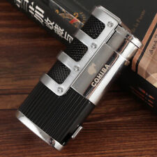 New Black Windproof Butane Lighter Triple Jet Flame Gas Torch Cigar with Punch