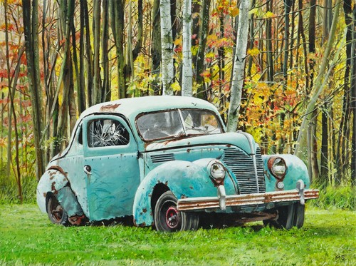 Rusty american car art - rusty, car,
