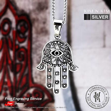 Hamsa hand Pendant Necklace✔️Fatima with Eye✔️Free Engraving✔️925Silver✔️Quality