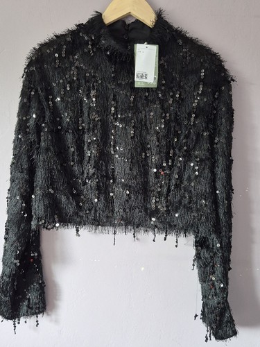 Black sequin fringe - h&m,