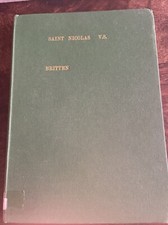 Saint Nicolas- Benjamin Britten- A Cantata Hardback 1948