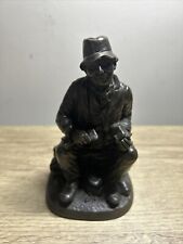 Vintage Cold Cast Bronze Male Figure Resin Sitting Man Figurine