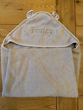 Hooded Grey Baby Towel, Grey, Finley