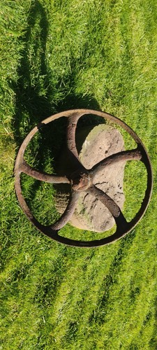 Vintage cast iron barrow wheel - barrow,