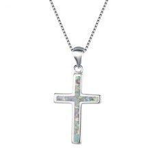 Hawaii White Fire Opal Cross