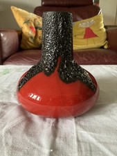 Roth? Ceramic Vase Fat Lava Red Black - 70s Vintage Pottery Pop Art