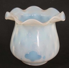 ANTIQUE OPALINE GLASS OIL PARAFFIN LAMP SHADE vaseline glass