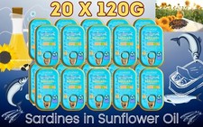 ✅ Pack of 20 Tins x 120g Premium Sardines in Sunflower Oil Fishmorgen FAST POST