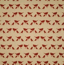 LITTLE BIRDS RED NATURAL LINEN