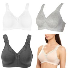 UK Ladies Women Big Size Wire Free Full Firm Hold Minimizer Everyday Bra Cottton