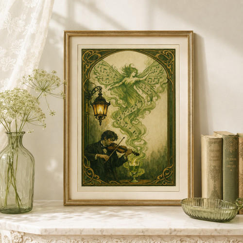 Art nouveau fairy violin - nouveau,