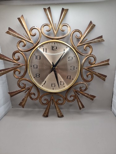 Sunburst clock vintage - clock.,