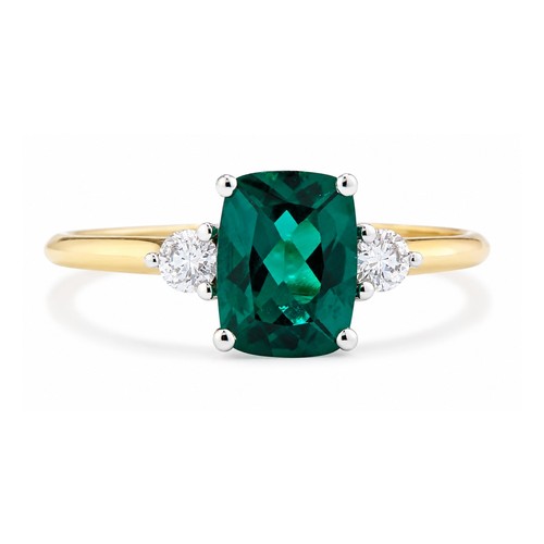 9ct yellow gold lab emerald - yellow,