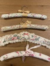 Lot of 4 Covered Coat Hangers 2 Crabtree & Evelyn and Others cottagecore