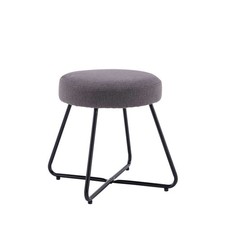 Foot Stool Chair Dressing Table Padded Grey Round Linen Soft Foam Seat