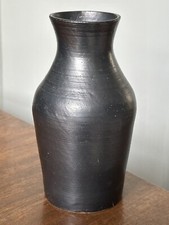 VINTAGE pewter grey glazed studio pottery vase SIGNED 'GLLE"