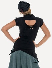 PSYLO Billy Top Short Sleeves Top Sz 1 UK 8 S Alt Rave Psy Festival Steampunk