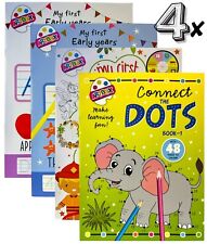 4 Pc Pre-School Learning Books Numbers Spelling Writing Childrens Connect To Dot