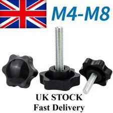 UK POST Thumb Screw Hand Knob Bolt Plastic Hexalobular Star Head M4 M5 M6 M8 M10