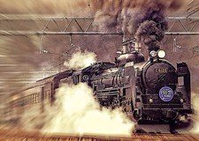 STUNNING STEAM TRAIN CANVAS PICTURE WALL ART 