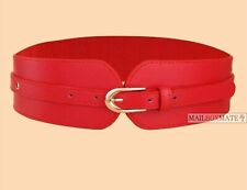 Women Wide Elastic Belt Ladies Cinch Waist Faux Leather Stretch Corset Belt