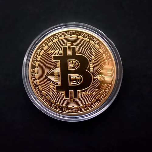 Gold plated physical bitcoin - gold,