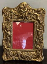 Ornate Heavy Brass Photo Frame with Cherubs 
