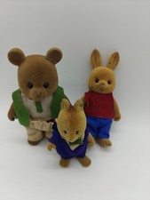 Vintage Maple Town Brother Sister Daddy Bear Flocked Figure Like Sylvanian RARE
