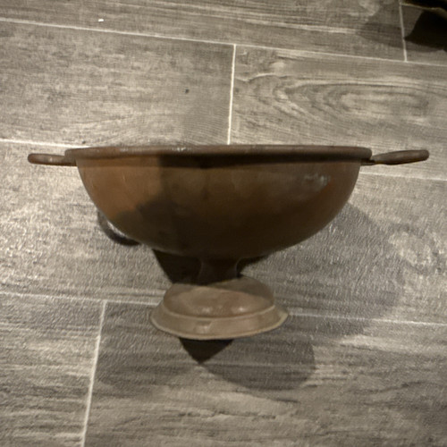 Antique footed copper bowl - antique,