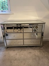 Glamorous 6 drawer mirrored glass chest of drawers