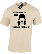 BUSINESS IN THE FRONT MULLET MENS T SHIRT TEE FUNNY JOKE PRINTED NOVELTY DESIGN