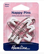 Hemline Nappy Pins Very Strong: 56mm: 6 Pieces Pack. Perfect For Sarees.