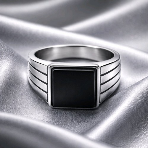 Black onyx signet ring - onyx,