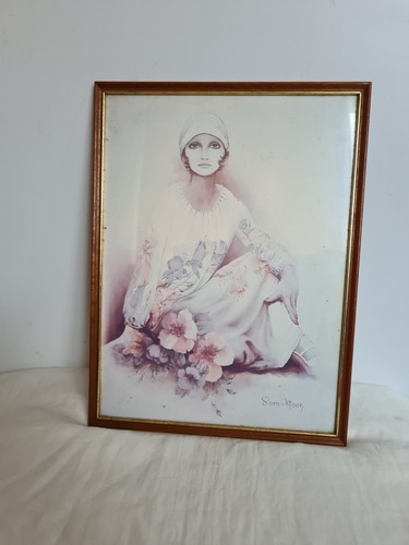 Vintage sara moon print framed - moon,