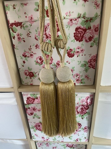 Large gold tassel curtain - gold, tie