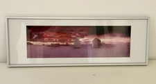 Beach Hut Cabana Sunset Scene Silver Framed Photo 60x20cm