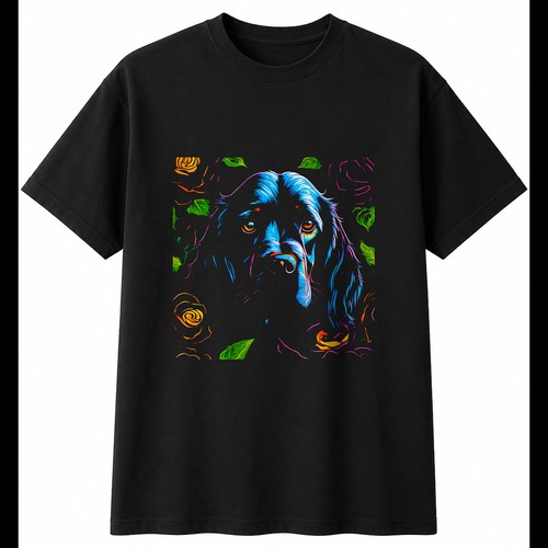 Neon sussex spaniel with roses - neon,