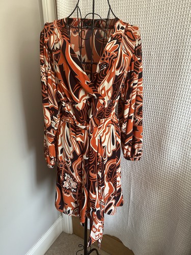 Select orange print waist tie - select,