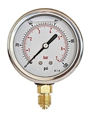 Hydraulic Pressure Gauge Glycerine Filled 63mm1/4 BSP Bottom 0/100 PSI/Bar 1.6%
