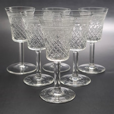 Set of 6 Lady Hamilton Pall Mall Etched Crystal Liqueur Glasses 30ml Vintage