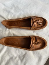 OFFICE Tan Genuine Leather Women’s Flat Loafer Style Shoes UK Size 5 IMMACULATE 